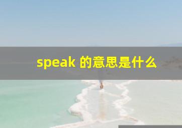 speak 的意思是什么